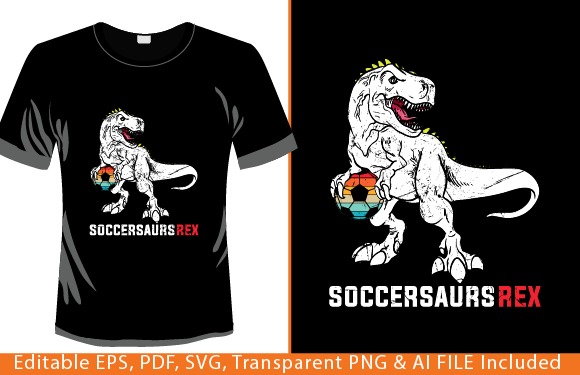 Soccer Dinosaur Graphics for T-Shirt Designs