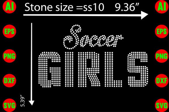 Soccer Girls Rhinestone Templates: Graphics for T-Shirt Designs